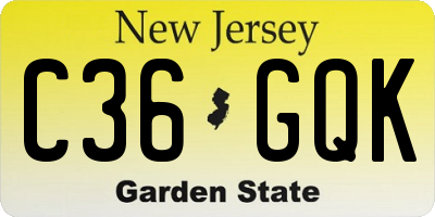 NJ license plate C36GQK