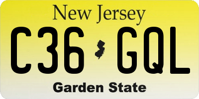 NJ license plate C36GQL