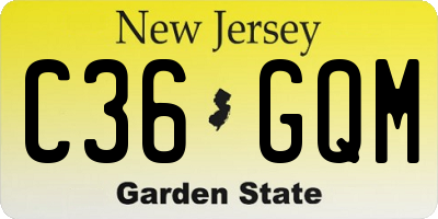 NJ license plate C36GQM