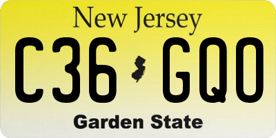 NJ license plate C36GQO