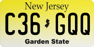 NJ license plate C36GQQ
