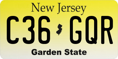 NJ license plate C36GQR