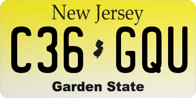 NJ license plate C36GQU