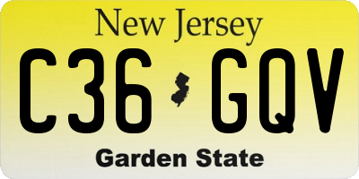 NJ license plate C36GQV