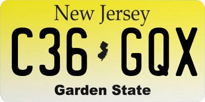 NJ license plate C36GQX