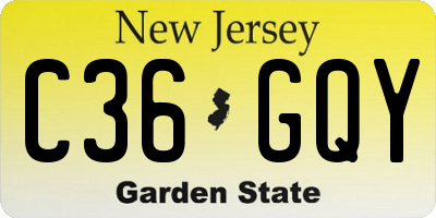NJ license plate C36GQY