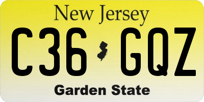 NJ license plate C36GQZ