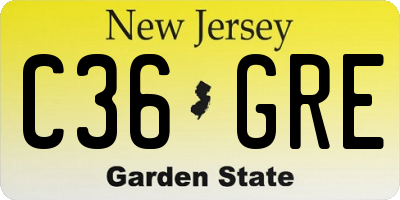 NJ license plate C36GRE