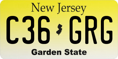 NJ license plate C36GRG