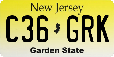 NJ license plate C36GRK