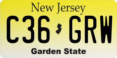 NJ license plate C36GRW