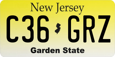 NJ license plate C36GRZ