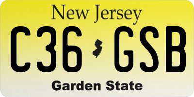 NJ license plate C36GSB
