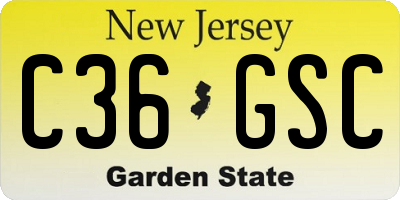 NJ license plate C36GSC