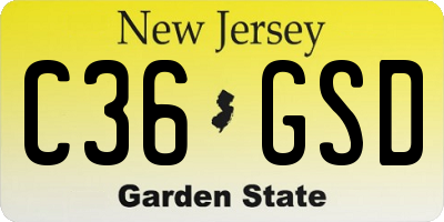 NJ license plate C36GSD