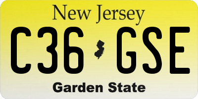 NJ license plate C36GSE