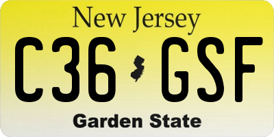 NJ license plate C36GSF