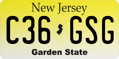 NJ license plate C36GSG