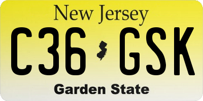 NJ license plate C36GSK
