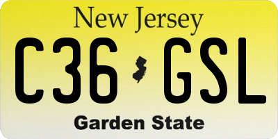 NJ license plate C36GSL