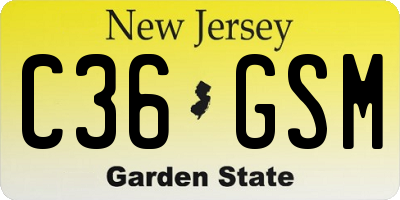 NJ license plate C36GSM