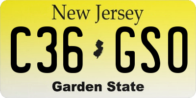 NJ license plate C36GSO