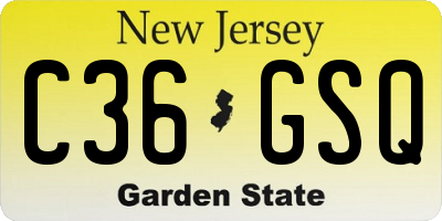 NJ license plate C36GSQ