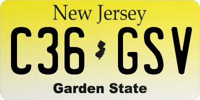 NJ license plate C36GSV