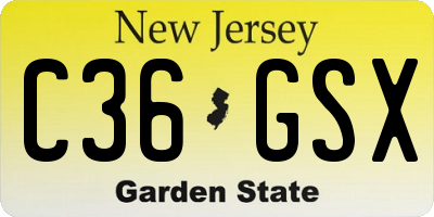 NJ license plate C36GSX