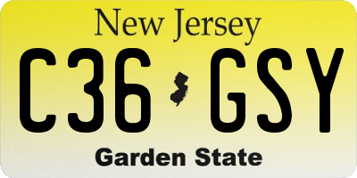 NJ license plate C36GSY