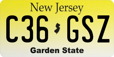 NJ license plate C36GSZ