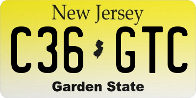 NJ license plate C36GTC
