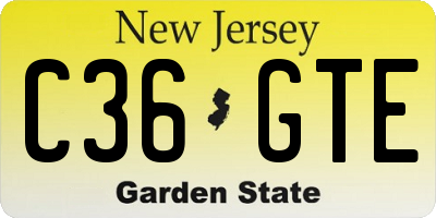 NJ license plate C36GTE