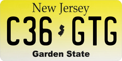 NJ license plate C36GTG