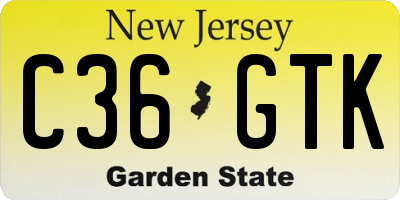 NJ license plate C36GTK