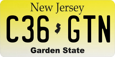 NJ license plate C36GTN