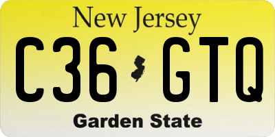 NJ license plate C36GTQ