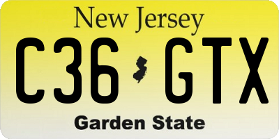NJ license plate C36GTX