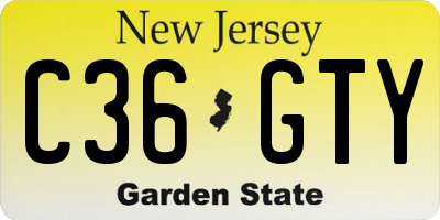 NJ license plate C36GTY
