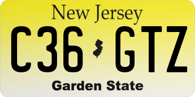 NJ license plate C36GTZ