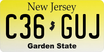 NJ license plate C36GUJ