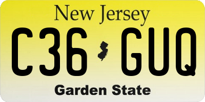 NJ license plate C36GUQ