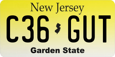 NJ license plate C36GUT