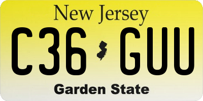 NJ license plate C36GUU