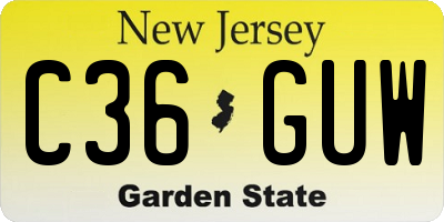 NJ license plate C36GUW