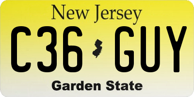 NJ license plate C36GUY