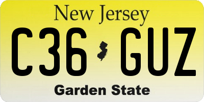 NJ license plate C36GUZ