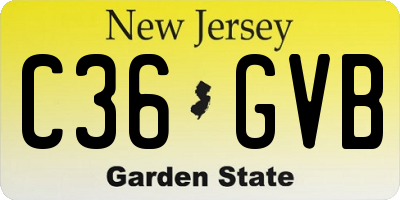 NJ license plate C36GVB