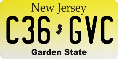 NJ license plate C36GVC