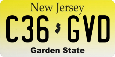 NJ license plate C36GVD